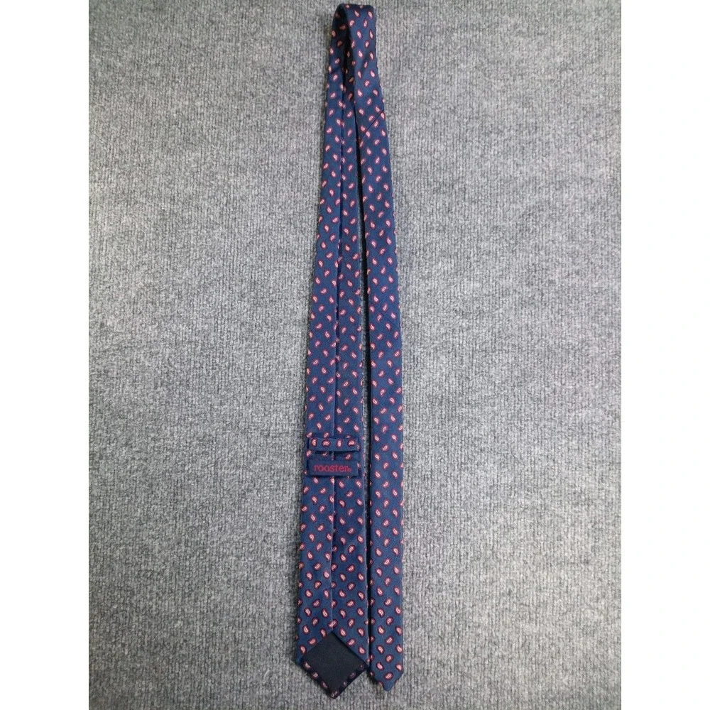 Rooster Men's Blue Red Paisley Necktie Classic Business Dress Tie